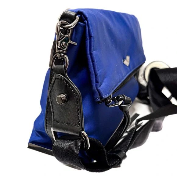 NEW - Botkier Cobalt Blue Nylon Crossbody Bag Chrome Accents & Adjustable Strap - Picture 8 of 8